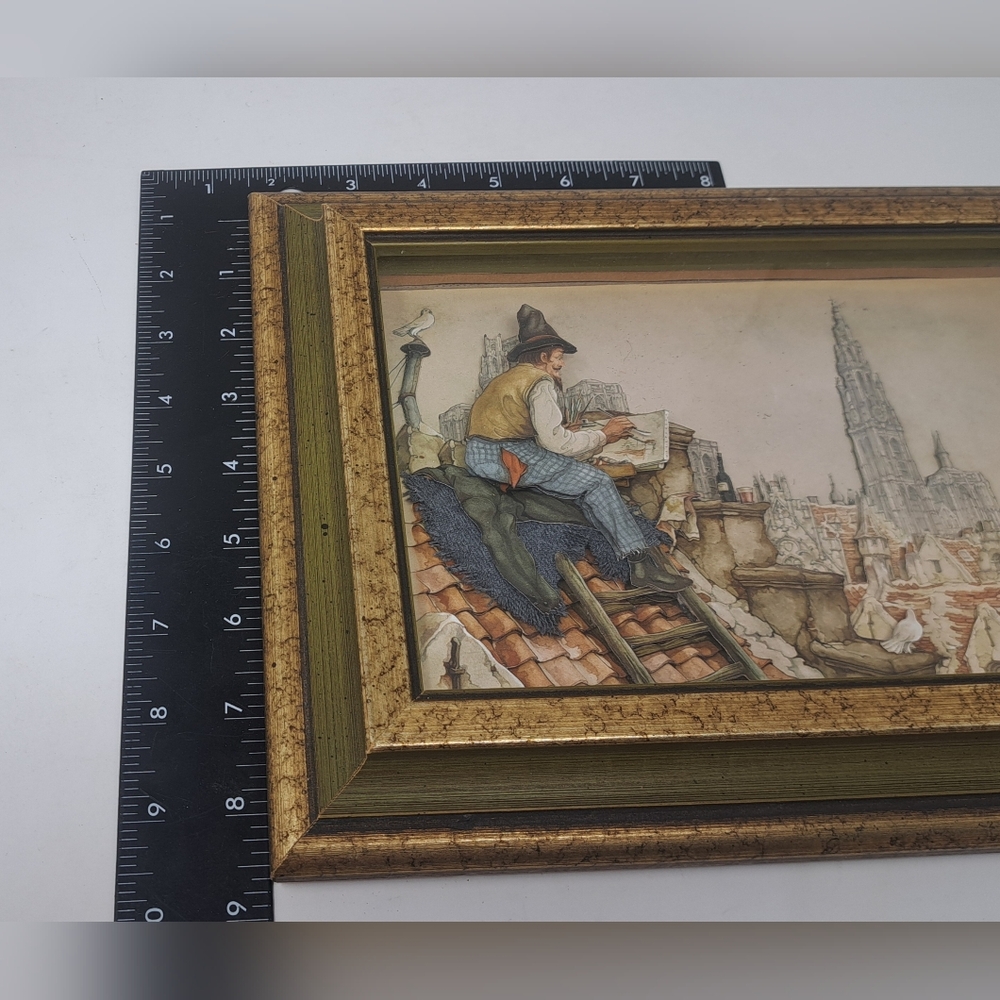 Anton Pieck 3D Relief Print Framed Dutch Art Artist Roof Vintage 1977 Shadow Box - Picture 8 of 9